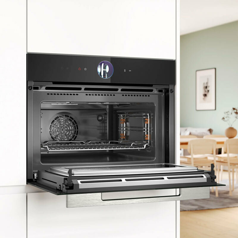 Horno compacto integrable Bosch CMG7761B1 – Microondas integrado, 45 L, Air Fry