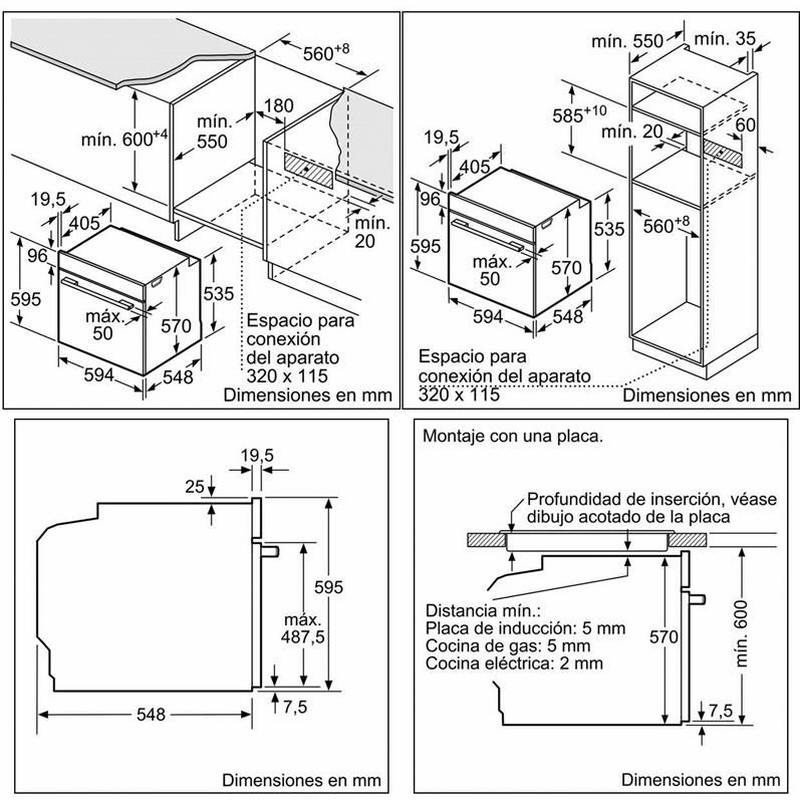 Horno multifunción Bosch HBA5360S0 – 71 L, Clase A, Integrable