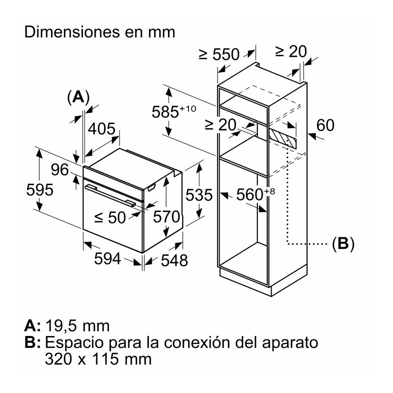 Horno integrable Bosch HBG578ES3 – 71 L, AirFry & 3D Hotair, Pirolítico
