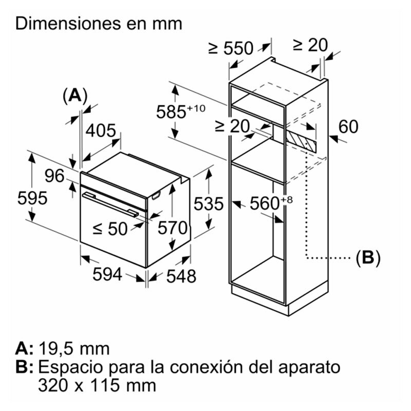 Horno multifunción integrable Bosch HBG578EW7 – 71 L, Pirolítico, AirFry