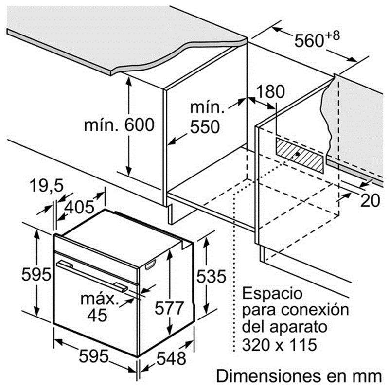 Horno multifunción Bosch HBG635NS1 – Integrable, 71 L, Clase A+