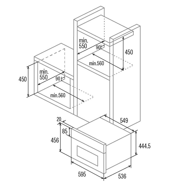 Horno Multifunción Integrable Cata CMD5007X – 44 L, Clase A, Limpieza Hidrolítica