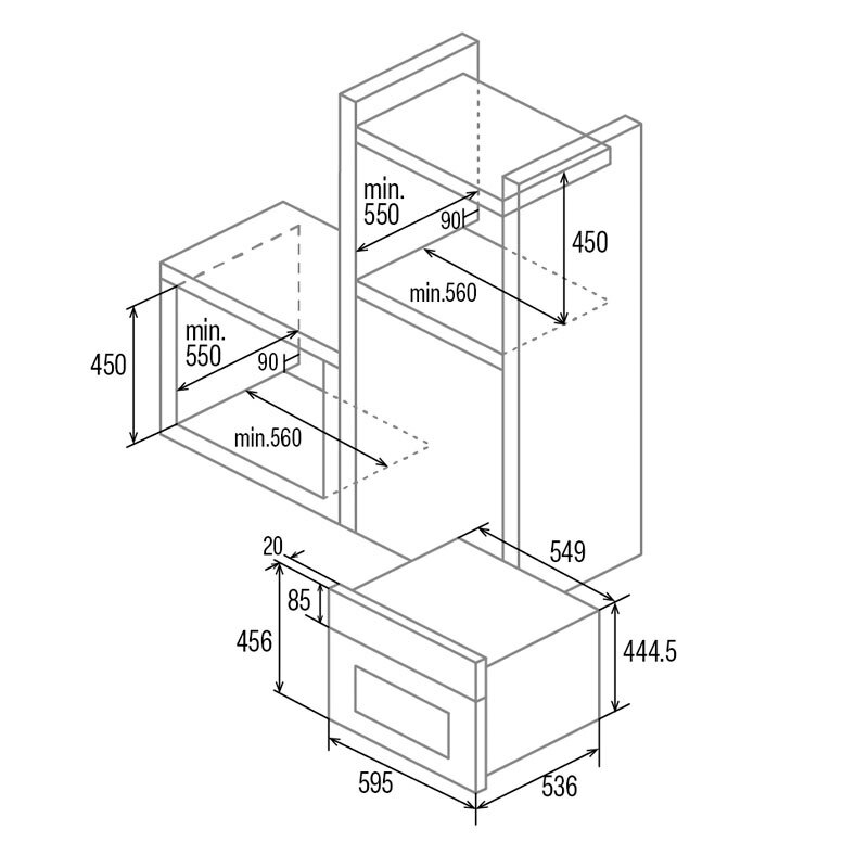 Horno integrable Cata MD 5007 BK – 44 L, Clase A, Pirolítico