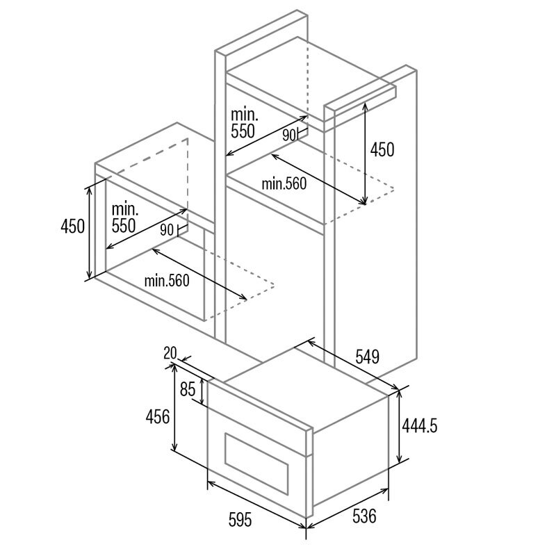 Horno integrable compacto Cata MD 5008 BK – 40 L, 8 funciones, Clase A