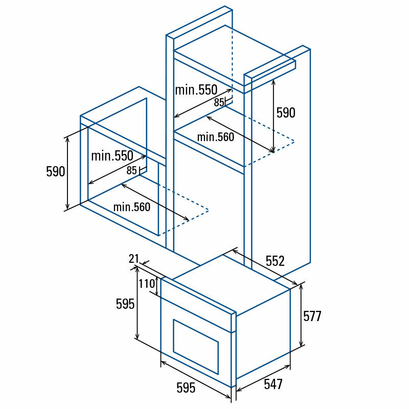 Horno multifunción CATA MT 8012 WH – Integrable, 72 L, Clase A