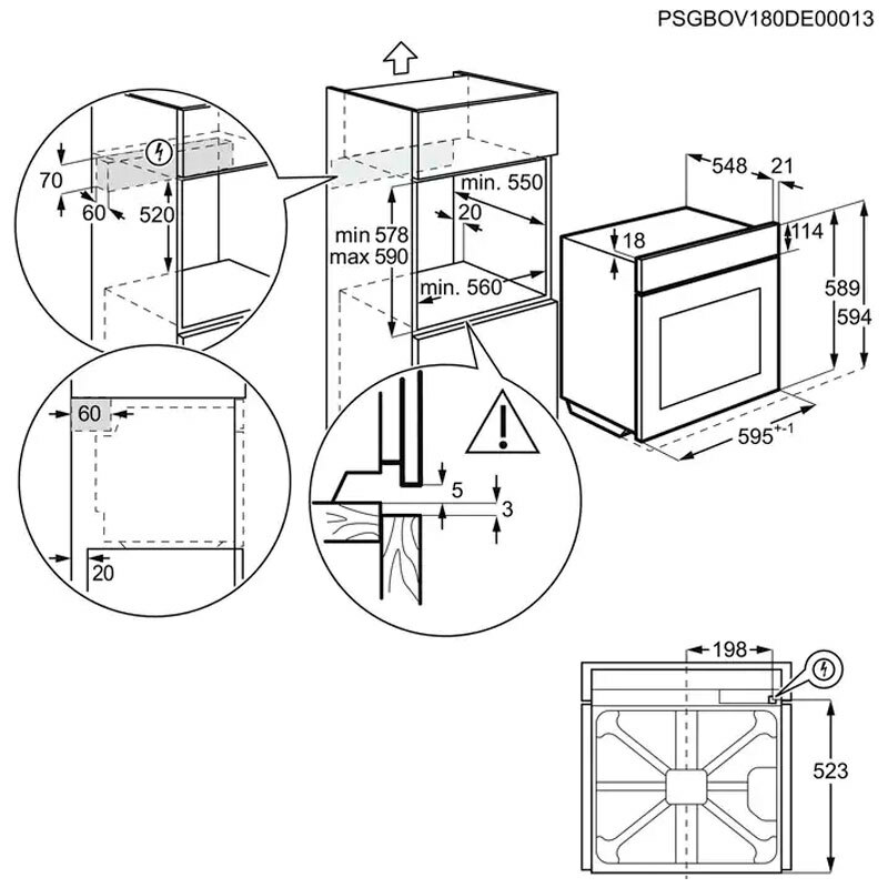 Horno integrable Electrolux EOE8P39X – 72 L, Pirolítico, A+