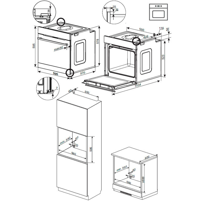 Horno multifunción Fagor 9H-115BB – Integrable, 77 L, 9 funciones