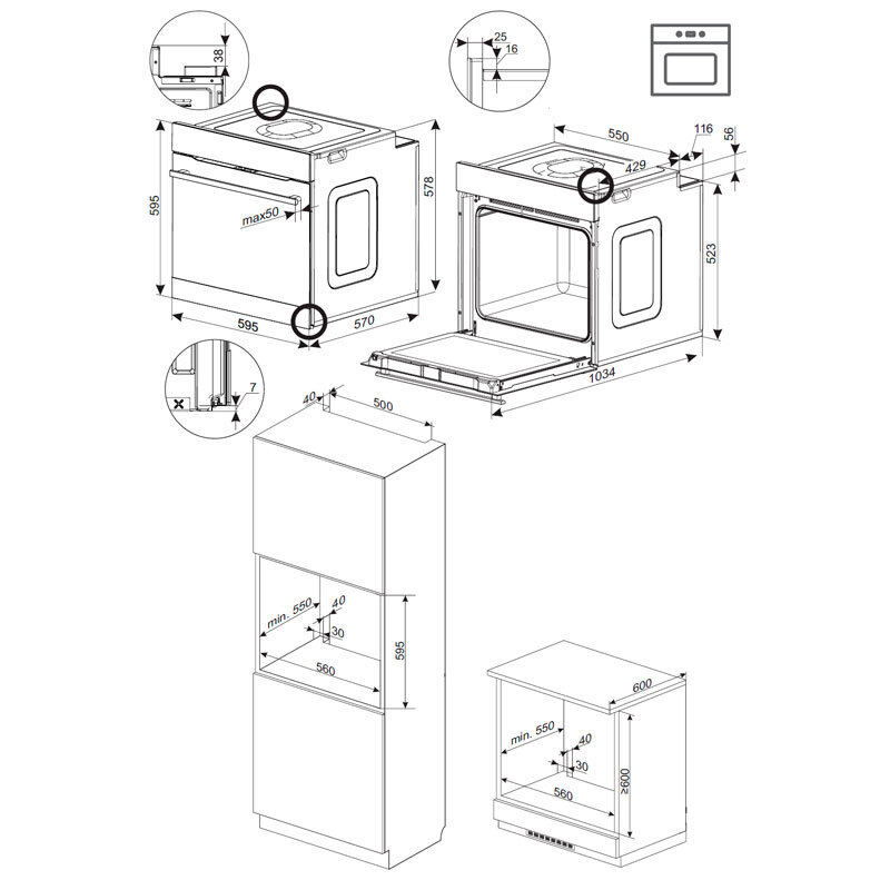 Horno multifunción Fagor 9H-175AX – 77 L, Pizza 300 °C, Limpieza por vapor