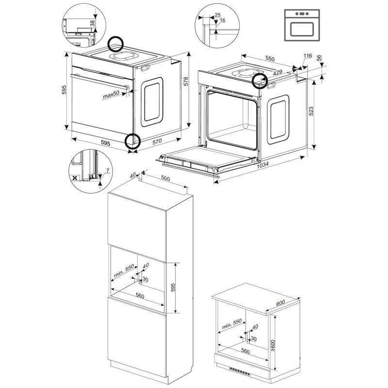 Horno empotrable Fagor 9H-755AX – 77 L, Pirolítico, Clase A+