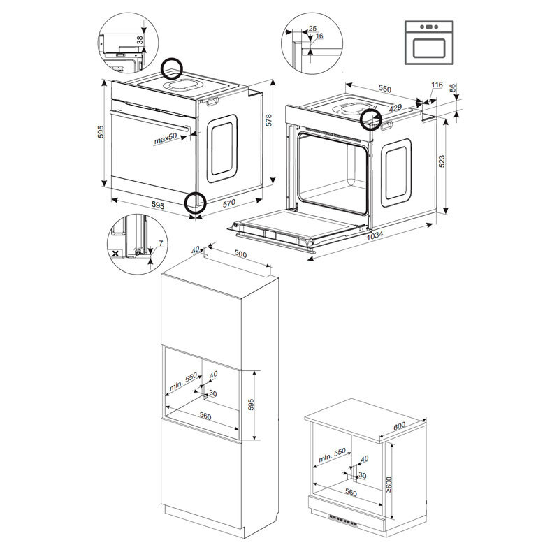 Horno empotrable Fagor 9H-760TCX – 77 L, 12 funciones, Pirolítico