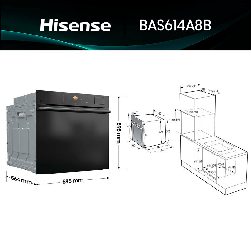 Horno integrable Hisense BAS614A8B – 77 L, Air Fry, WiFi