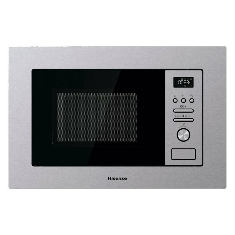 Microondas integrable Hisense BIM320G41X – 20 L, 800W micro/1000W grill, Autolimpieza hidrolítica