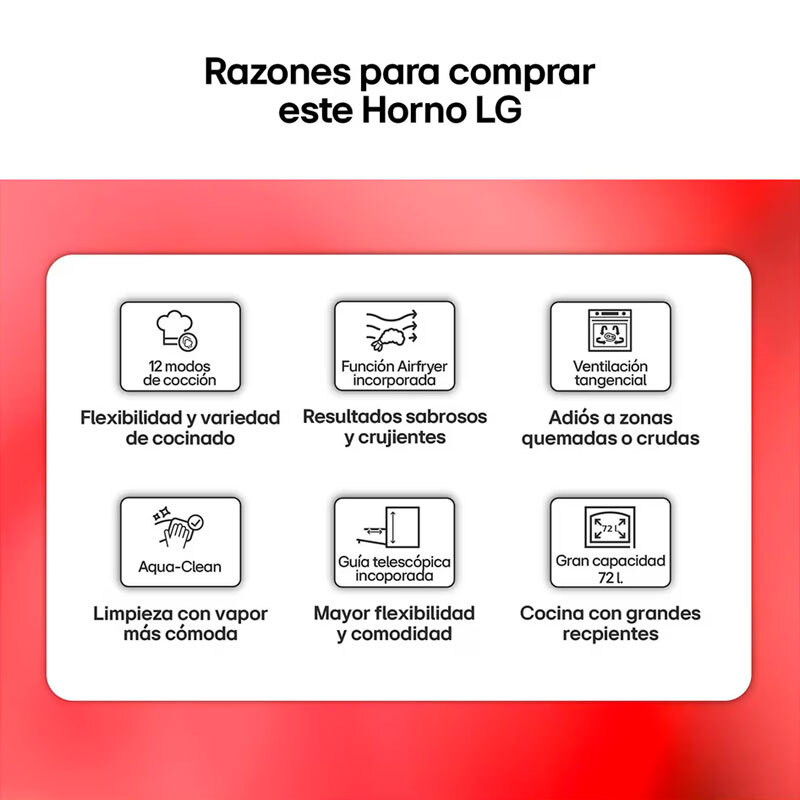 Horno empotrable LG WS5D7210S – 72 L, Air Fry, 12 modos