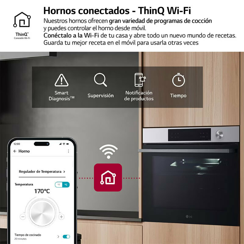 Horno empotrable LG WSED7612S – 76 L, WiFi, Freidora de aire