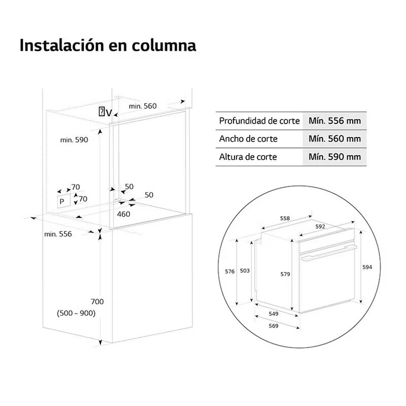 Horno integrable LG WSED7613S – 76 L, Pirolítico, Air Fry