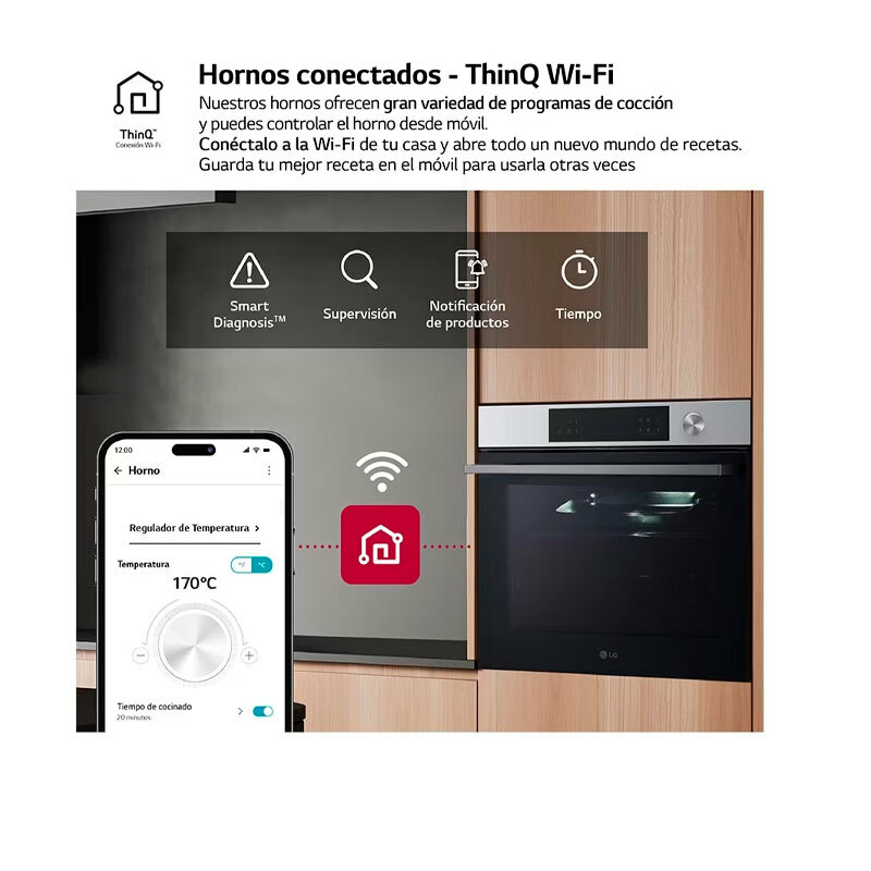 Horno integrable LG WSED7613S – 76 L, Pirolítico, Air Fry