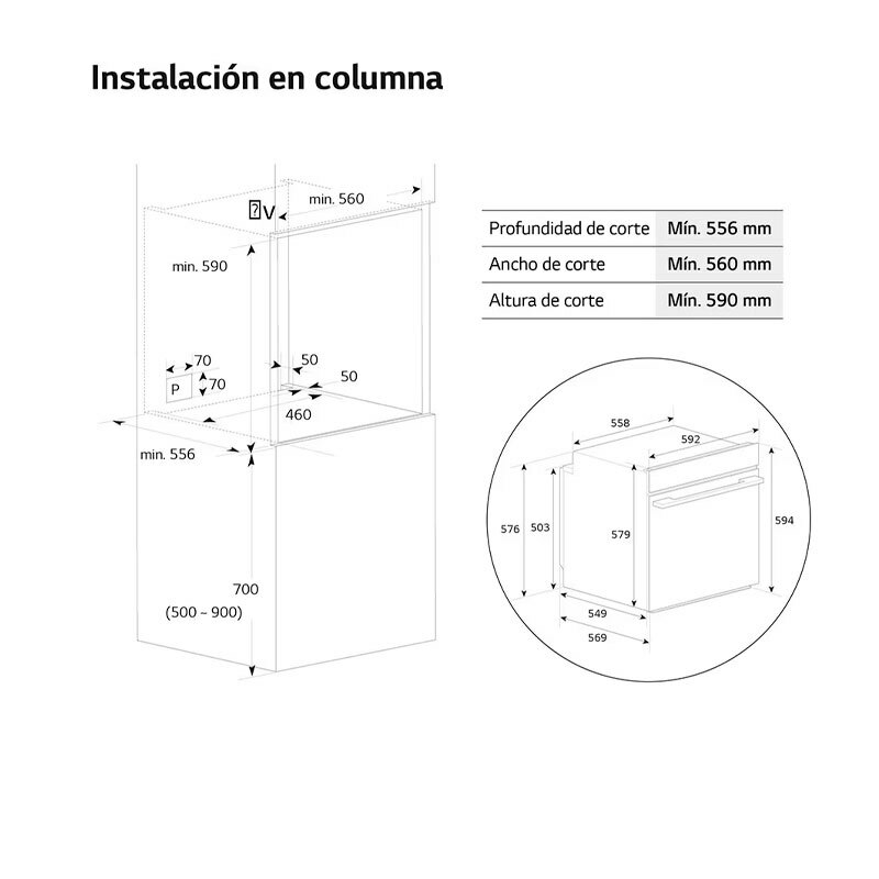 Horno empotrable LG WSED7665B – 76 L, A++, Vapor y AirFryer