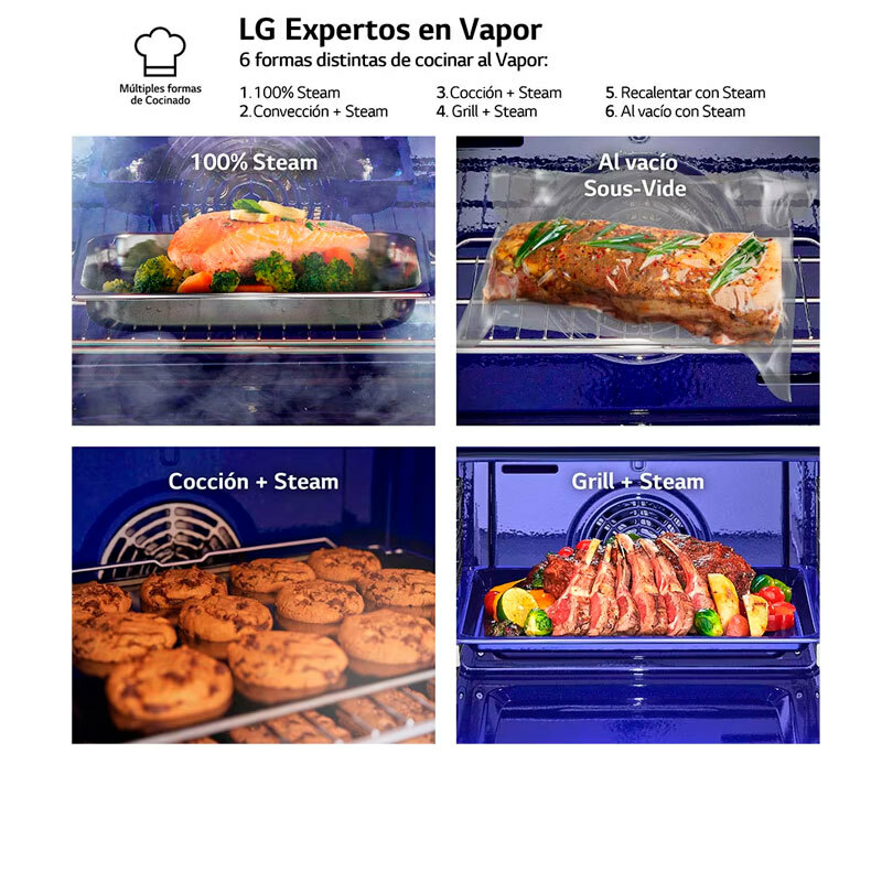 Horno empotrable LG WSED7665B – 76 L, A++, Vapor y AirFryer