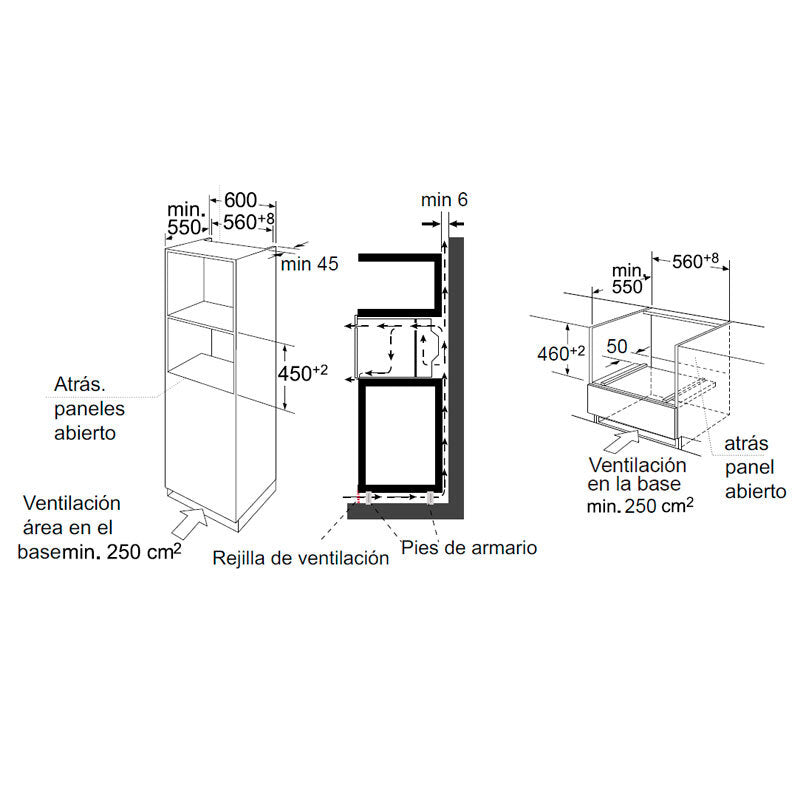 Horno compacto integrable Midea MCO4550TMM – 50 L, Horno+Microondas, 11 funciones