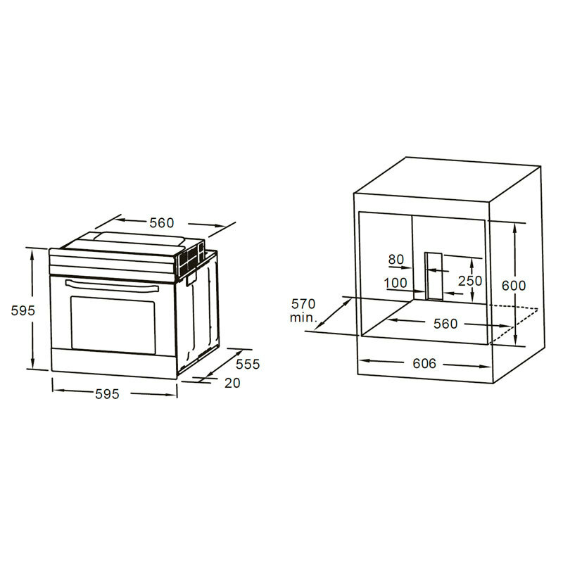 Horno empotrable Midea MCO6070MMAJ – 70 L, Clase A, 9 funciones