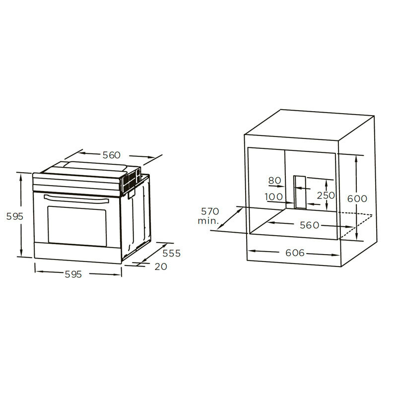 Horno integrable Midea MD65L40M0-B0 – 70 L, Clase A, Mandos mecánicos