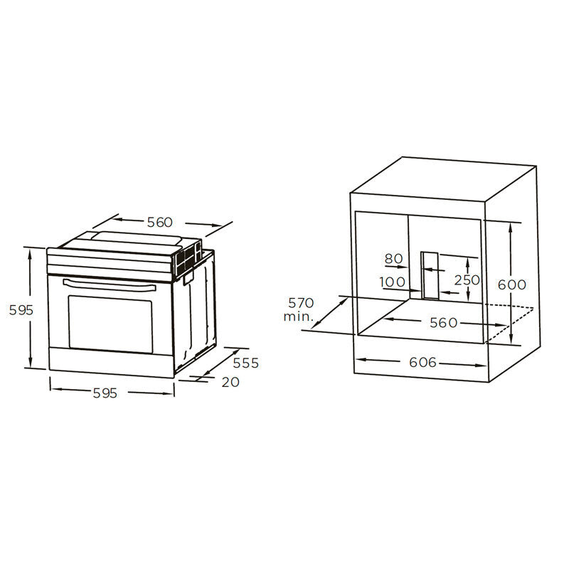 Horno integrable Midea MD65M40M0-B0 – 70 L, Clase A, Multifunción