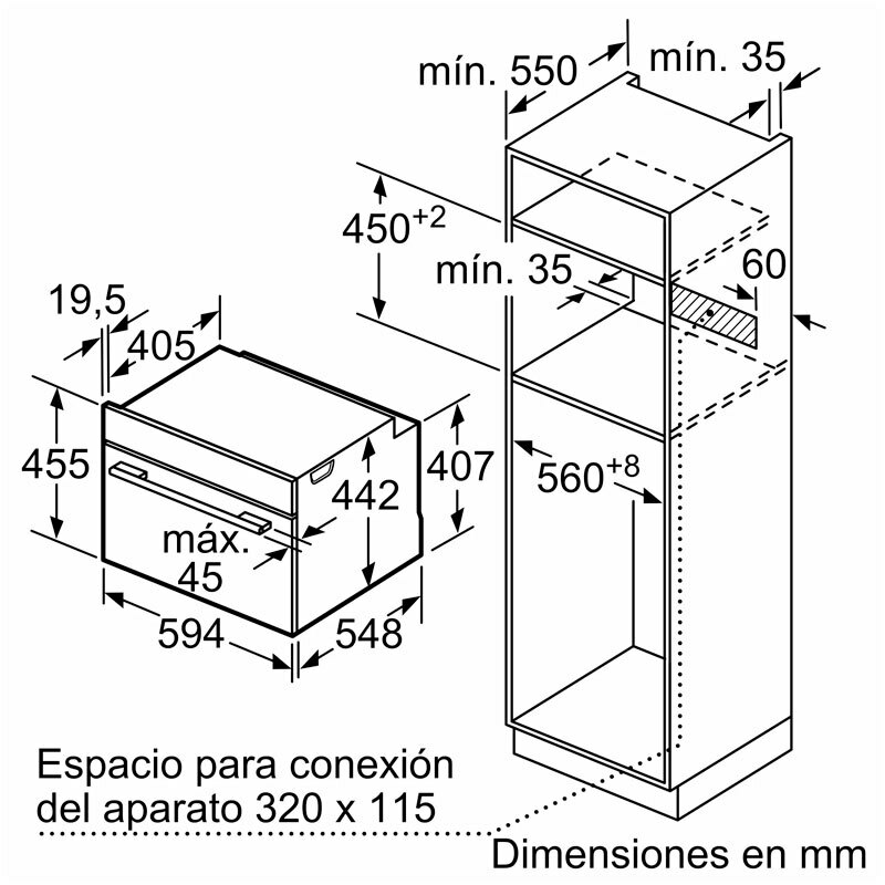Horno compacto integrable Siemens CB734G1B1 – 47 L, Control táctil, Limpieza hidrolítica