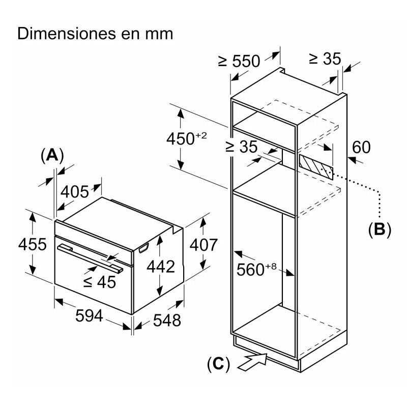 Horno combinado integrable Siemens CM724G1B1 – 45 L, Microondas Inverter 900 W, Home Connect