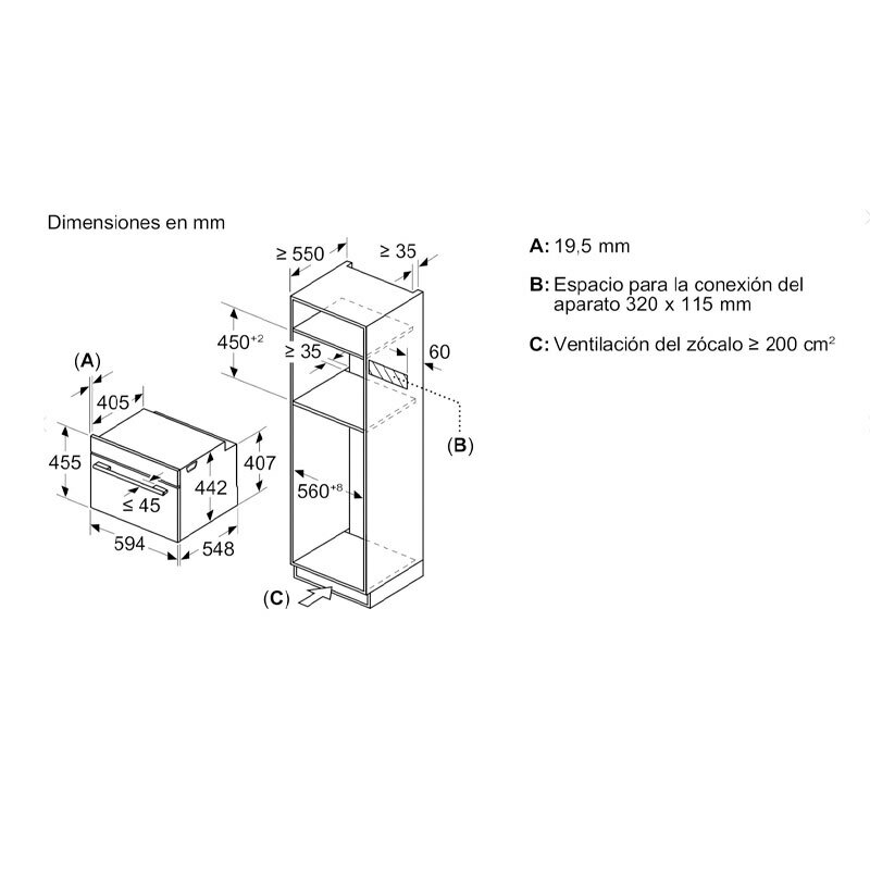 Horno compacto empotrable Siemens CM776GKB1 – 45 L, Microondas y multifunción, Home Connect