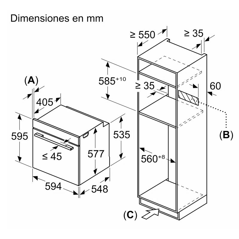 Horno microondas integrable Siemens HM778GMB1 – 67 L, Home Connect, Pirolítico