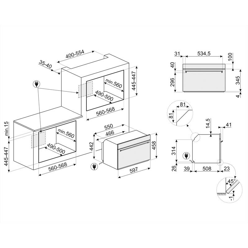 Horno compacto integrable Smeg SO4301M1X – Micro Combi, 40 L, 10 funciones