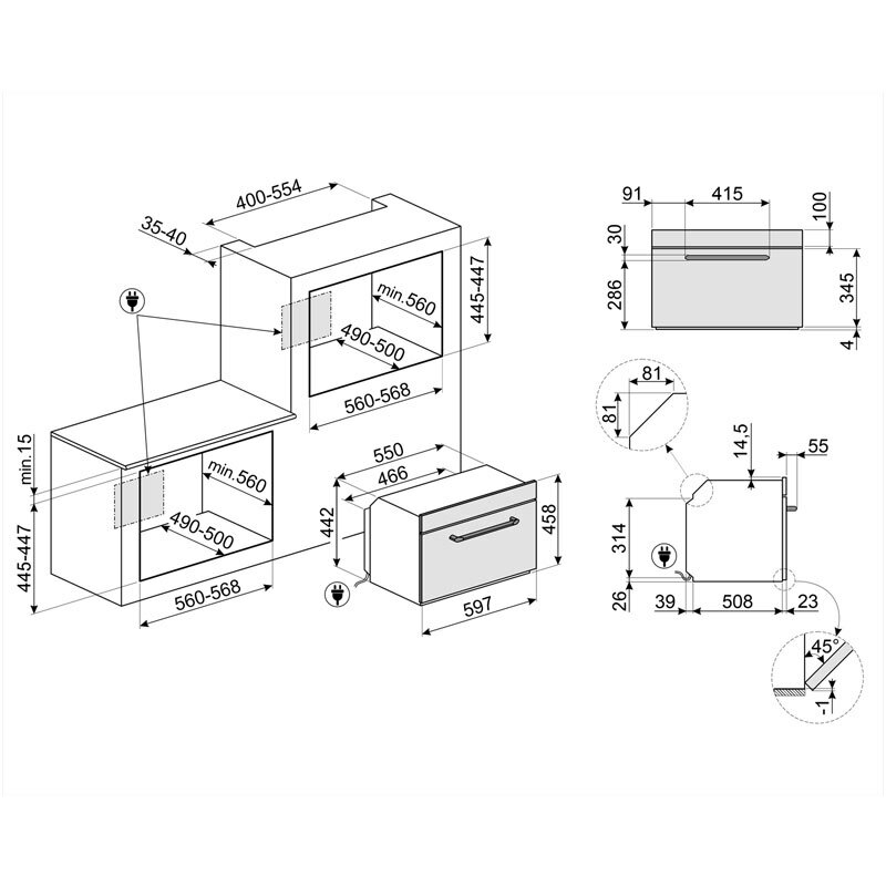 Horno compacto integrable Smeg SO4902M1N – 40 L, Horno+Microondas, AirFry