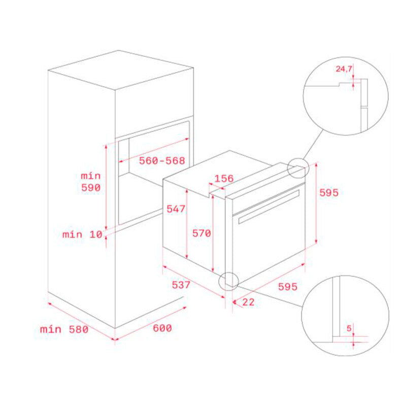 Horno integrable Teka HCB6530P – 70 L, A+, Pirolítico+HydroClean