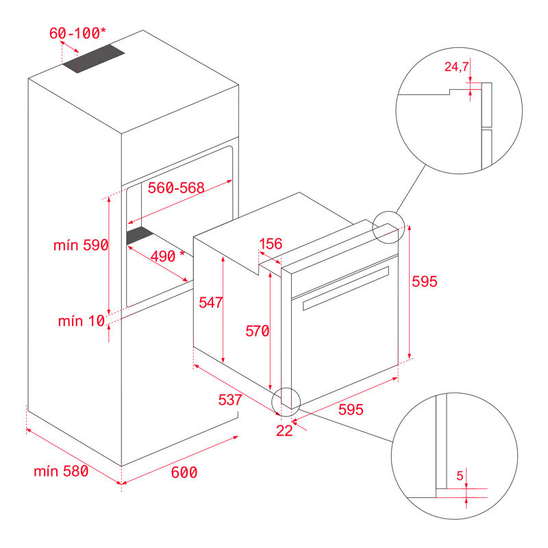 Horno pirolítico integrable Teka HLB840P SS – 70 L, Pirolítico+HydroClean, A+