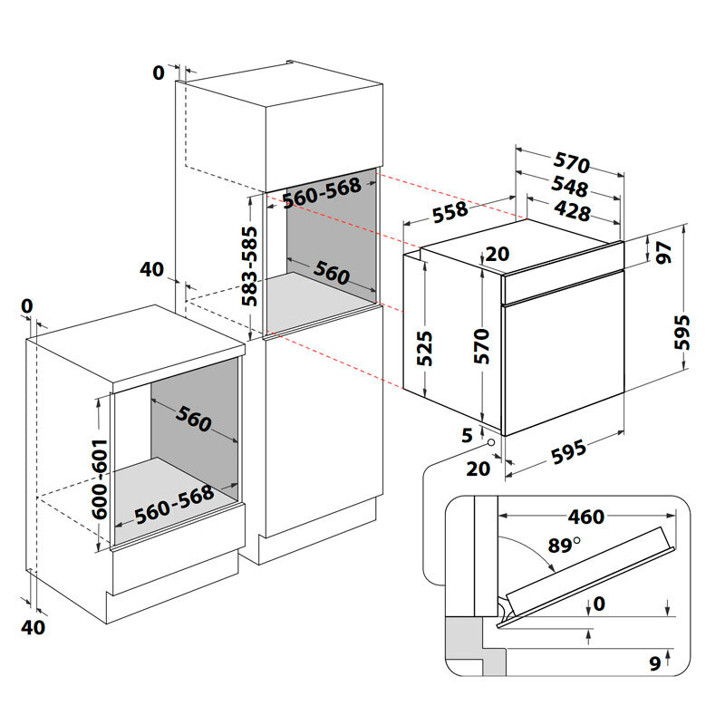 Horno multifunción integrable Whirlpool OMR35HR0X – 71 L, Cook3, SmartClean