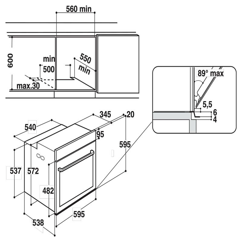 Horno integrable Whirlpool W6 OS4 4S1 H BL – 73 L, 20 funciones, limpieza hidrolítica