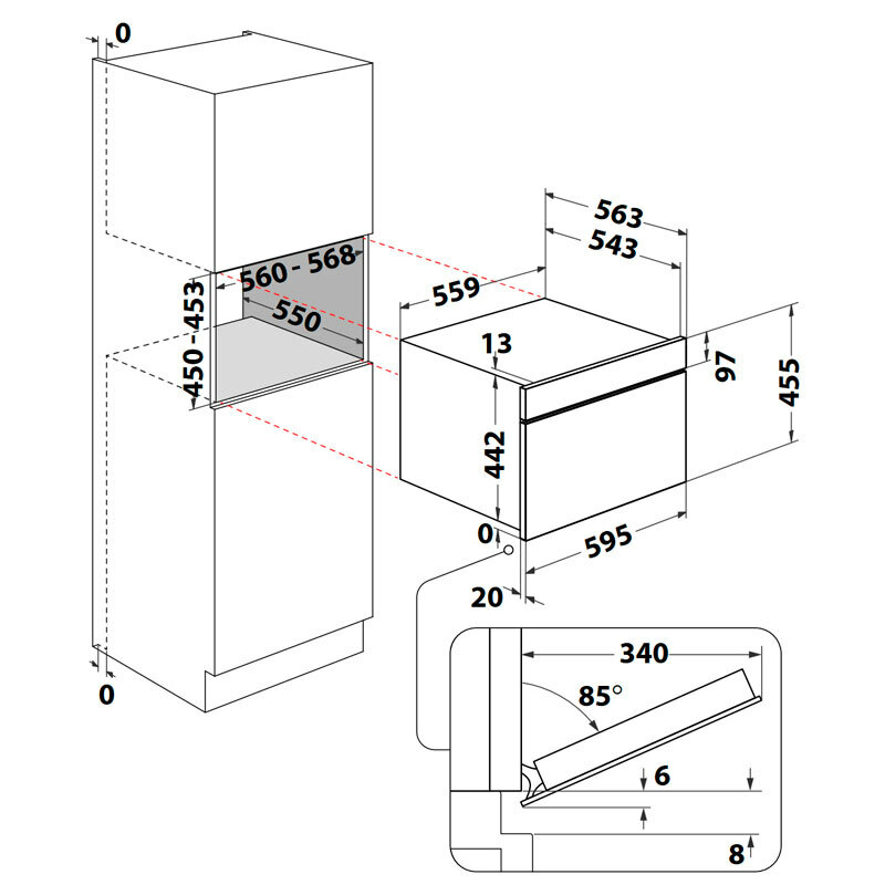 Horno multifunción integrable Whirlpool WCC28UXA – 48 L, Clase A, SoftClosing