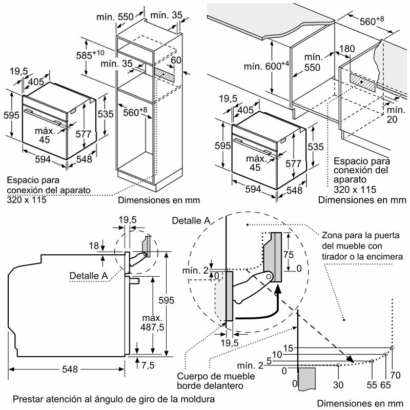 Horno integrable Bosch HRG7784B1 – 71 L, Vapor, Pirolítico