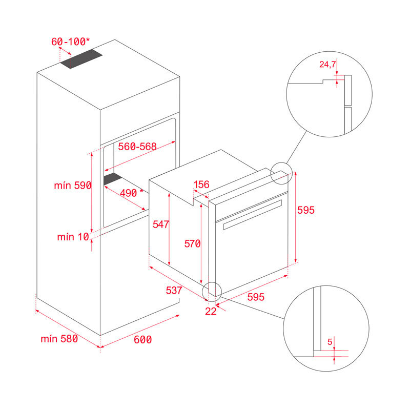 Horno integrable Teka SteakMaster 111000036 – SteakGrill 700°C, Pirolítico + HydroClean PRO, 71 L