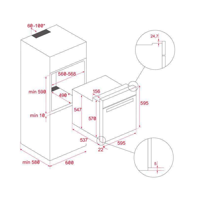 Horno integrable Teka HSB 645 S – 70 L, Clase A+, HydroClean PRO