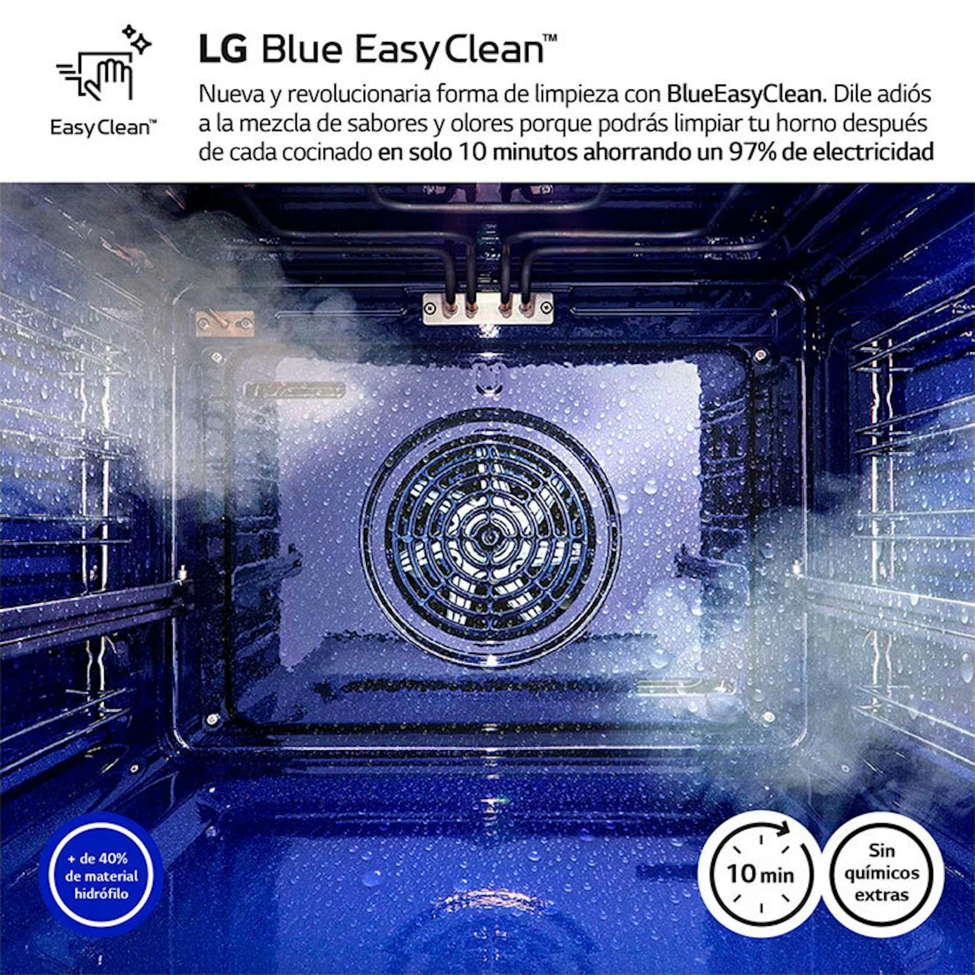Interior del horno LG WSED7612S con sistema Blue EasyClean