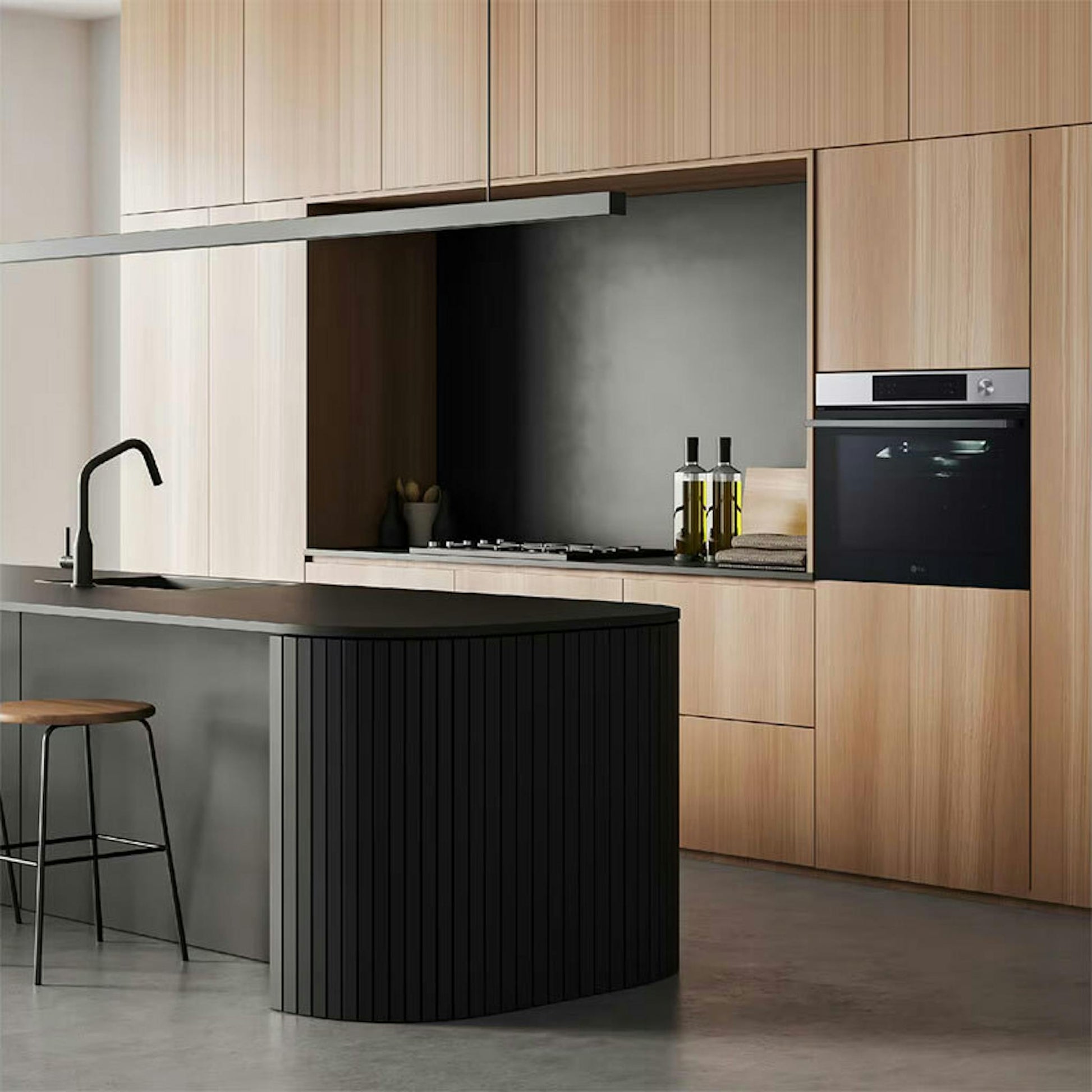 Horno LG WSED7612S inox integrado en una cocina moderna