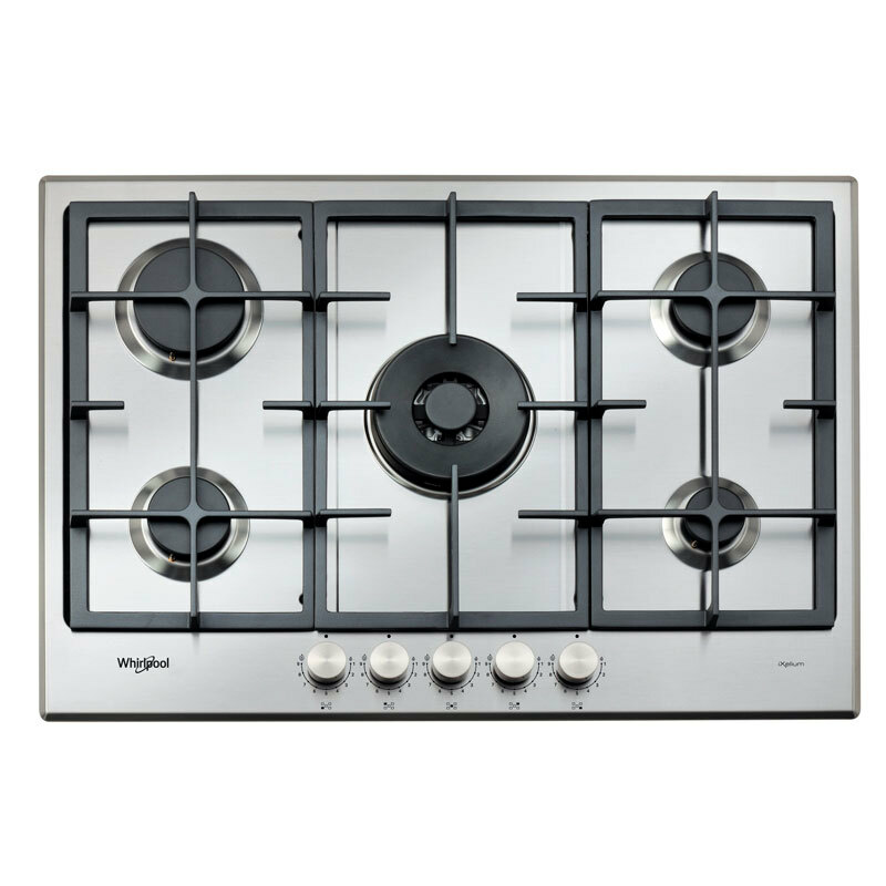 Placa de gas Whirlpool GMAL7522/IXL – 73 cm, 5 quemadores, válvulas seguridad