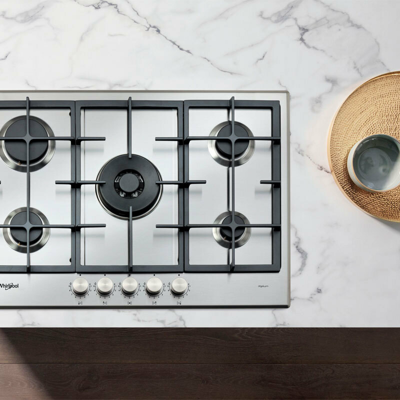 Placa de gas Whirlpool GMAL7522/IXL – 73 cm, 5 quemadores, válvulas seguridad