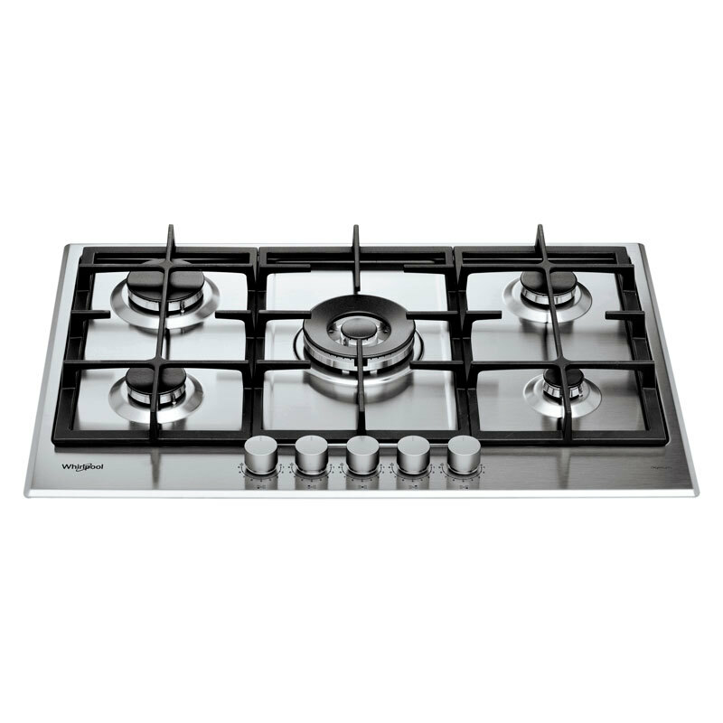 Placa de gas Whirlpool GMAL7522/IXL – 73 cm, 5 quemadores, válvulas seguridad