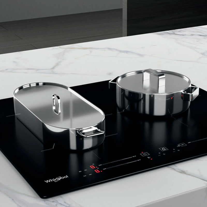 Placa de inducción Whirlpool WBS5560NE – 3 zonas (30 cm), 7200 W, Control táctil