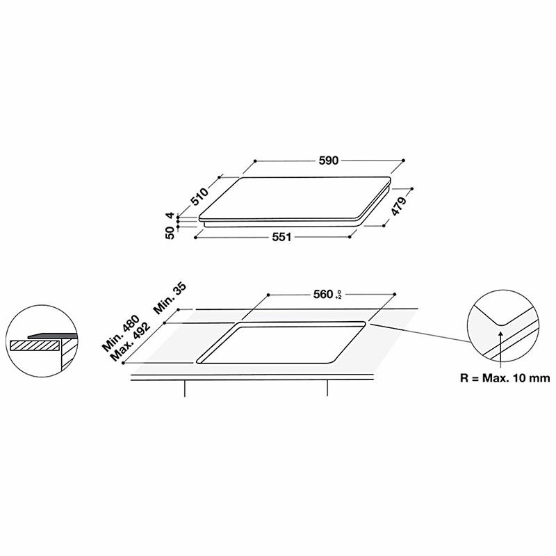 Placa de inducción Whirlpool WLB2760BF – FlexiCook, 3 zonas, 7.200 W
