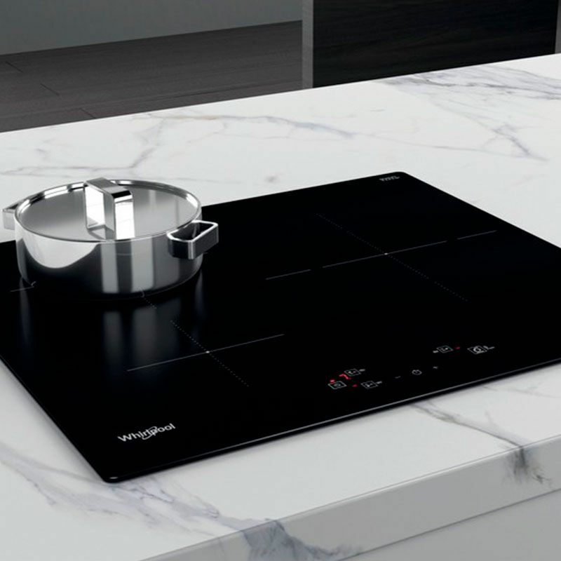 Placa de inducción Whirlpool WSQ5760NE – 59 cm, Zona 28 cm Booster, 7.200 W
