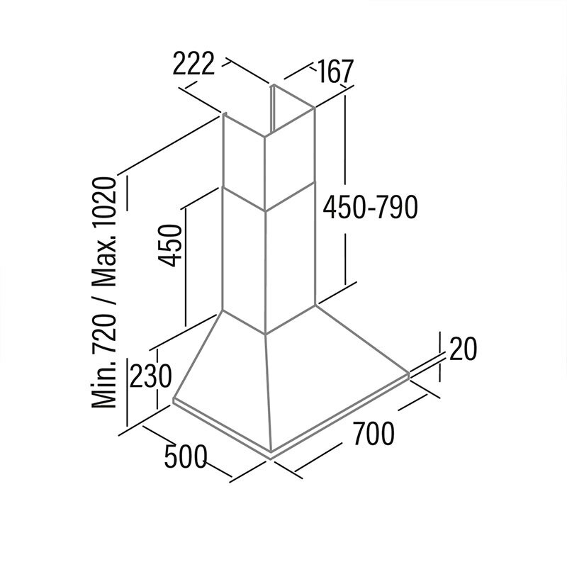 Campana decorativa de pared Cata OMEGA700X/L – 645 m³/h, LED, Filtros lavables