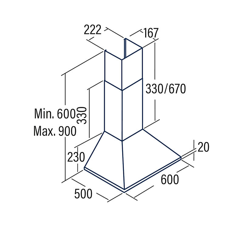 Campana decorativa de pared CATA OMEGA 600 BK – 645 m³/h, LED, filtros aluminio lavables